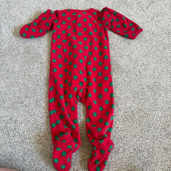 Carter’s 1-Piece Fleece Footie PJs Size 6-9 months baby winter Santa Polk-a-dots - Picture 7 of 8